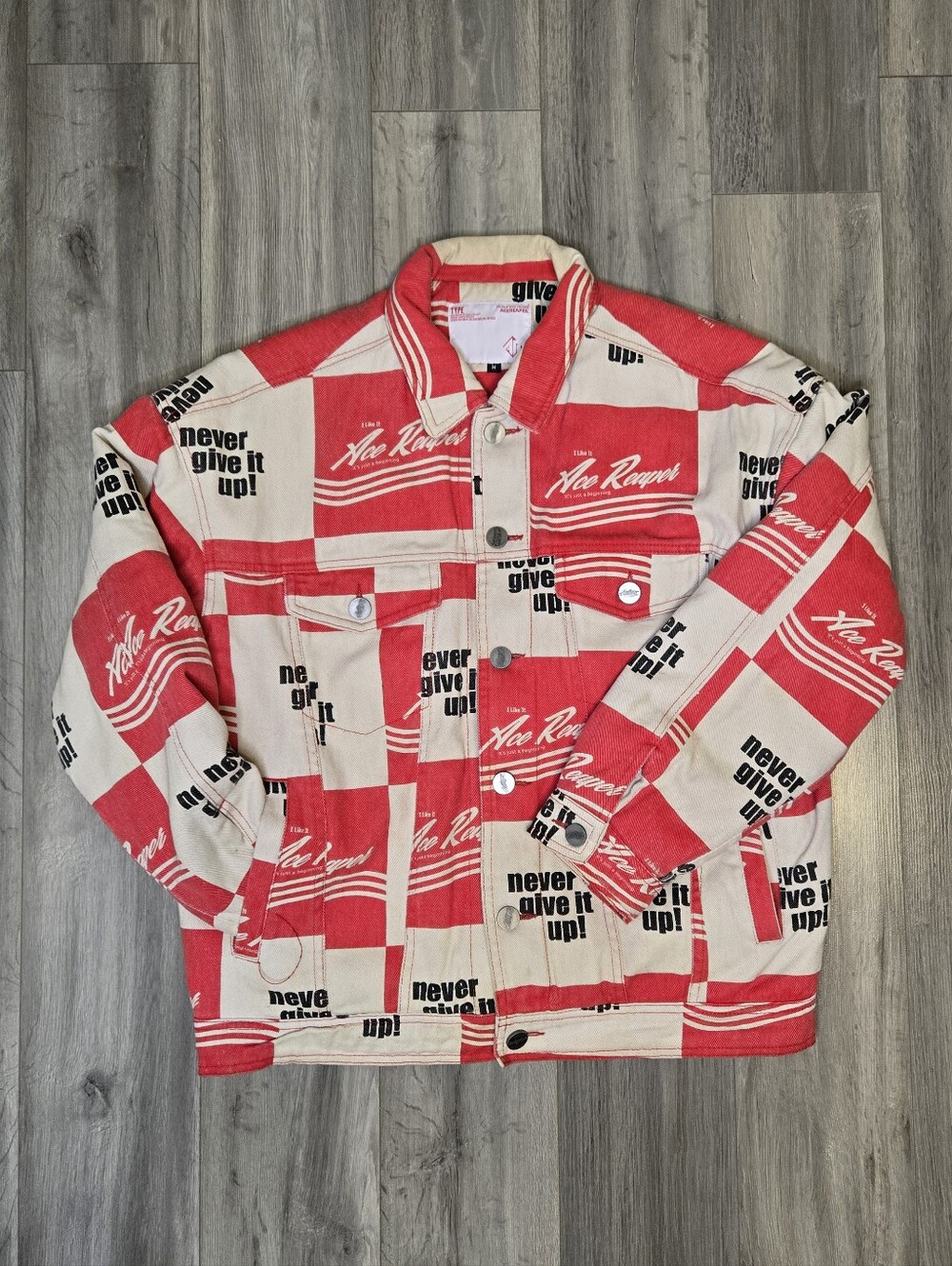 Red & Cream Graphic Bomber Jacket - Unknown Brand